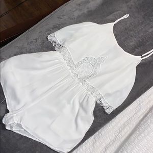 White lace bottom lined romper